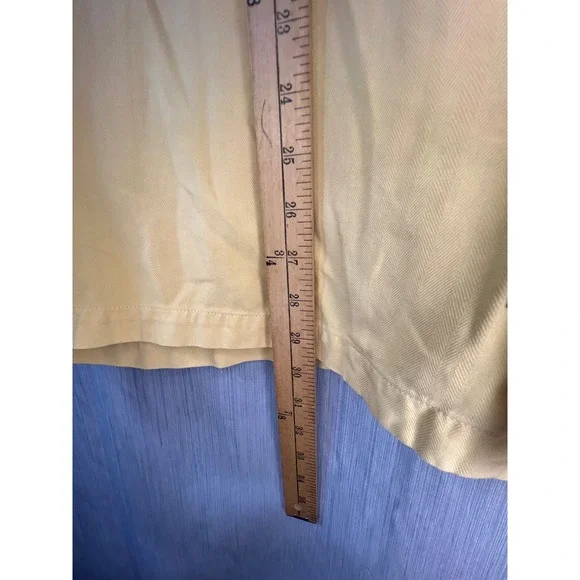 Tommy Bahama Relax Mens XL Yellow 100% Silk Herringbone Short Sleeve Camp Shirt - Picture 6 of 9